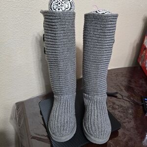 UGG Gray Knit Tall Button Boots